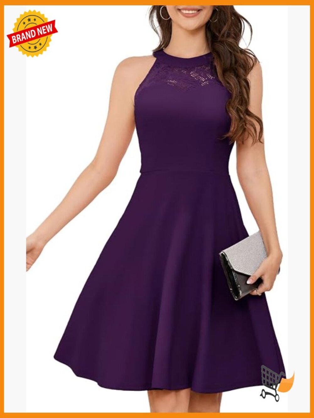 Women Cocktail Formal Wedding Dress Halter A-line Floral Lace Prom Party